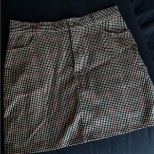 Plaid Mini Skirt in Black, Brown & Red
